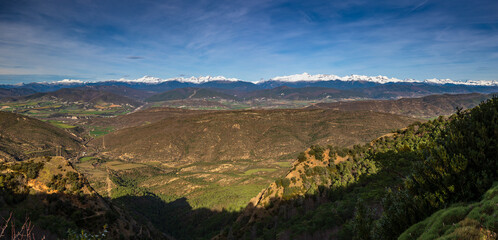 Panoramic view of the Pyrenees of Aragon mountain range in Spain