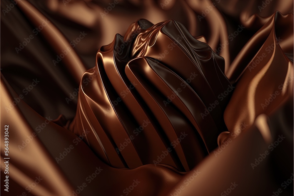 Poster a chocolate swirl is shown in this image with a brown background and a black border around it, and a