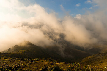 clouds in the mountains