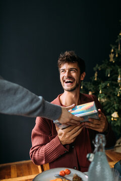 Man Getting Gift from His Girlfriend 