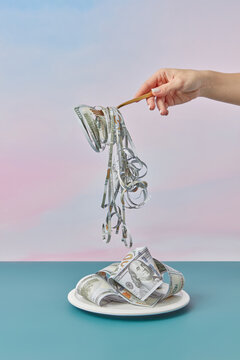 Served shredded dollars on fork in hand.