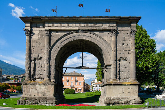 Ancient Roman Arch of Augustus in Aosta Northern Italy