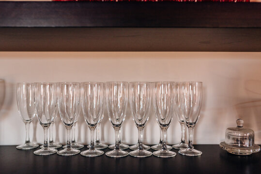 Glasses on a shelve
