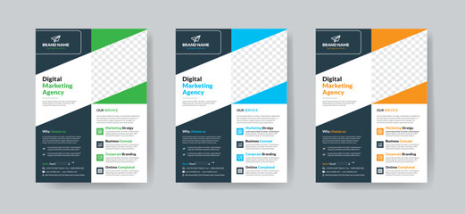 Naklejka premium flyer. creative corporate trendy unique business marketing agency flyer magazine leaflet design with abstract geometric shape advertising template print poster