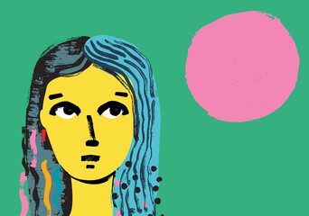 Portrait of a  Girls Face with Copy Space