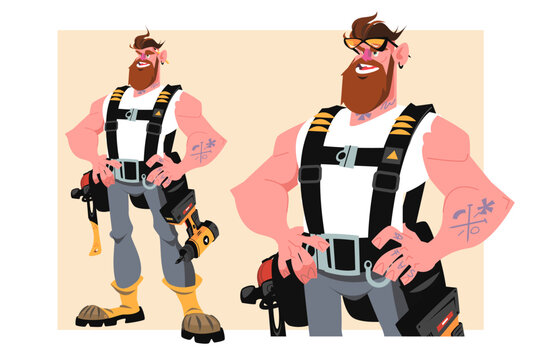 Guy builder in uniform and with tools