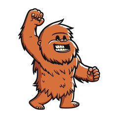 Cartoon Bigfoot - Sasquatch Illustration White Outline - V3