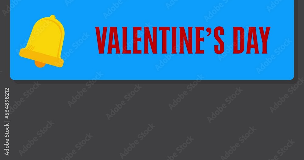 Poster valentine’s day text on notification bubble from portable information device screen. mobile app mess