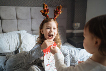 Christmas morning in family