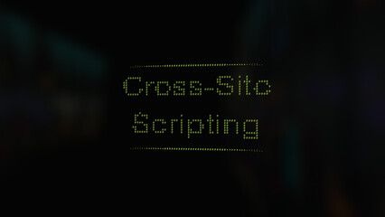 Cyber attack cross-site scripting (XSS) vunerability in text ascii art style, ASCII text.
