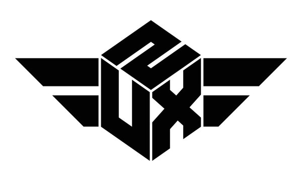 ZUX three letter gaming logo in polygon cube shape logo design vector template. wordmark logo | emblem logo | monogram logo | initial letter logo | sports logo | minimalist logo | typography logo |