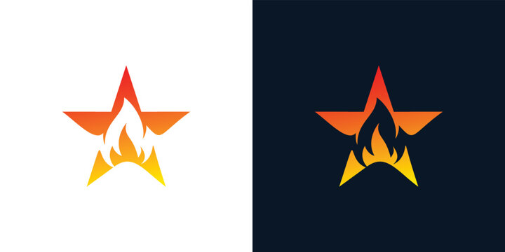Modern and cool fire star logo design