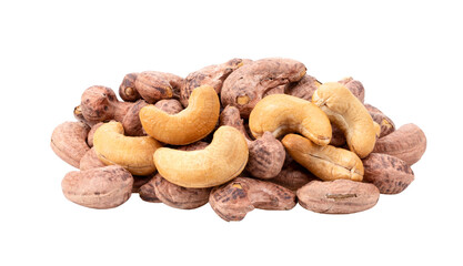 Roasted cashew nuts isolated on transparent png