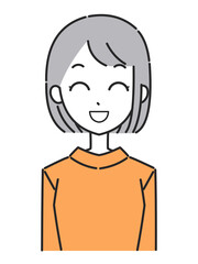 女性の表情　アイコン　満面の笑顔