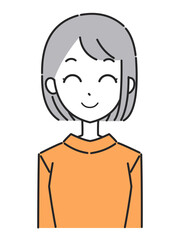 女性の表情　アイコン　にっこり