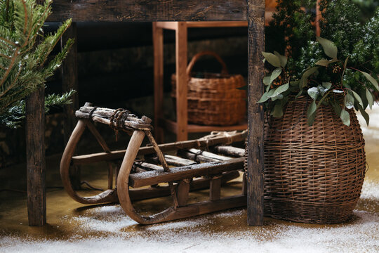 Winter decor at holiday fair.