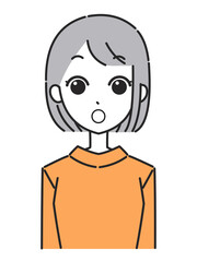 女性の表情　アイコン　驚き