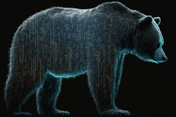Bear silhouette with digital code. 