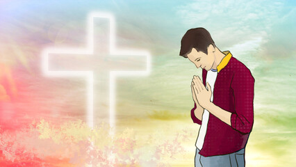 십자가, 기도, 종교, 기독교, 천주교, 감사