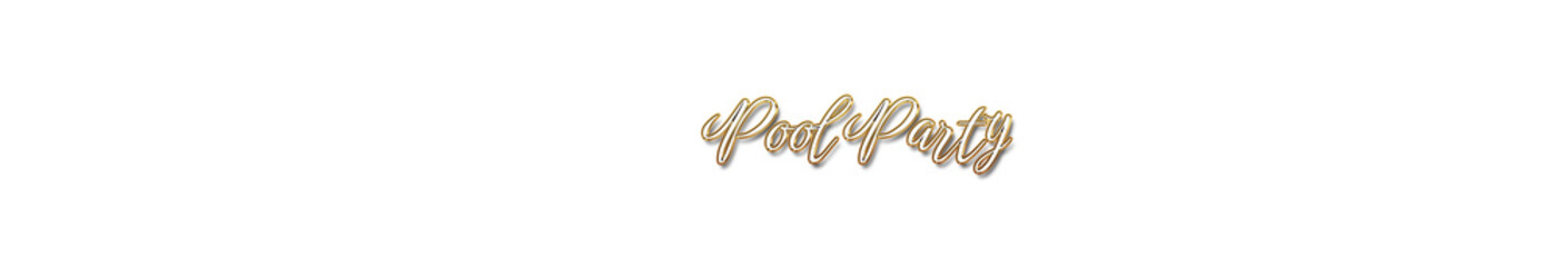 Pool party word gold typography banner with transparent background