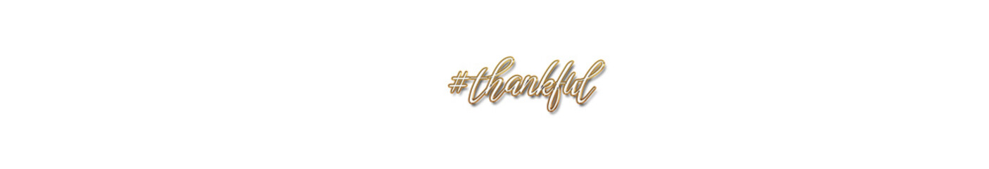 thankful word gold typography banner with transparent background