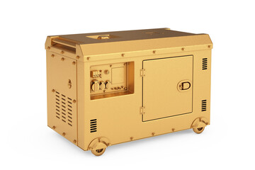 Big Golden Outside Auxiliary Electric Power Generator Diesel Unit for Emergency Use. 3d Rendering