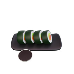 3d illustration of asian food sushi