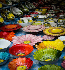 beautiful decoration bowl and plate that sold at morning market in Vienna Austria