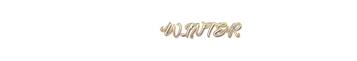 Winter word gold typography banner with transparent background