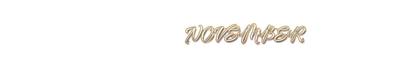 November word gold typography banner with transparent background