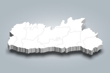 Meghalaya 3d district map is a state of India