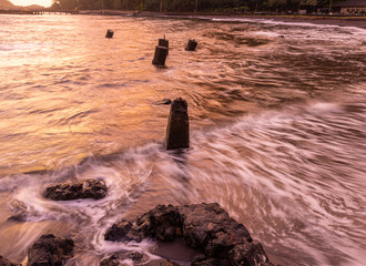 Daybreak Over Rolling Waves at Hana Bay Beach Park, Hana, Maui, Hawaii, USA
