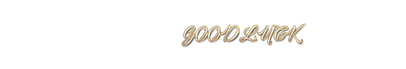 Good Luck word gold typography banner with transparent background	