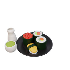 3d illustration of asian food sushi