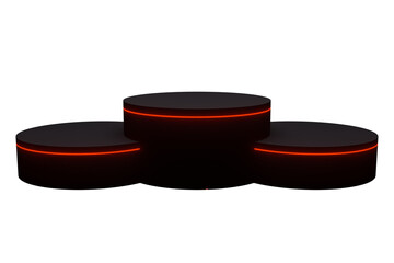 3D black podium with red neon lights