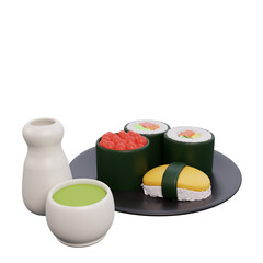 3d illustration of asian food sushi