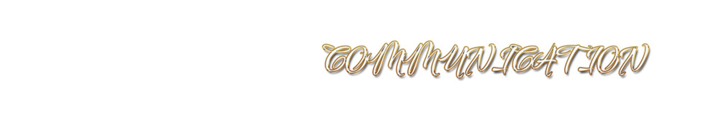 Communication word gold typography banner with transparent background	