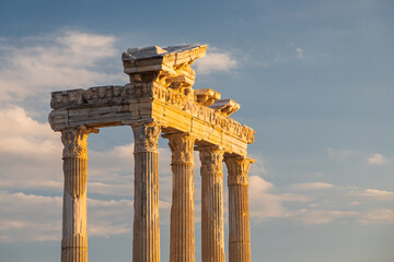    . Temple of Apollo ancient ruins in Side Turkey