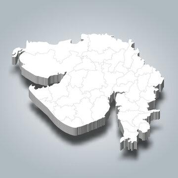 Gujarat 3d district map is a state of India