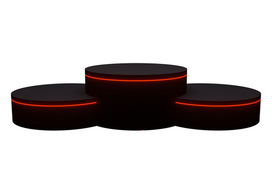 3D black podium with red neon lights