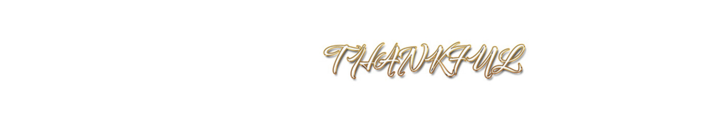 Thankful word gold typography banner with transparent background	