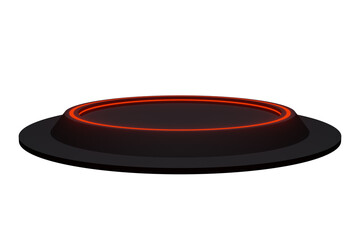 3D black podium with red neon lights