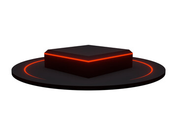 3D black podium with red neon lights