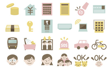 不動産の設備のかわいいアイコンセット