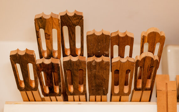 Set of wooden classic guitar headstocks