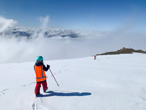 Skiers, Mt Hutt, New Zealand.