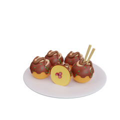 3d illustration of asian food takoyaki, japanese food