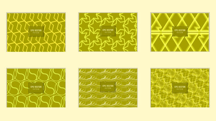 Set of yellowbright patterns. Vector illustration bright design. Abstract  geometric pattern on vibrant background.