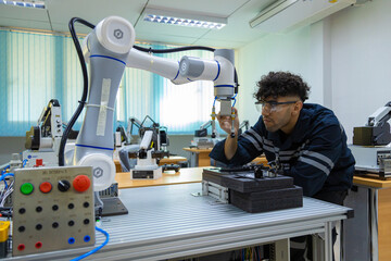  Robot engineers invent robots of the future that can replace humans. 