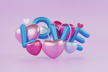 Love balloon text with heart shape 